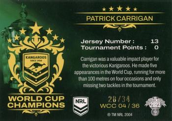 2023 NRL Traders Elite - World Cup Champions Priority #WCC04 Patrick Carrigan Back